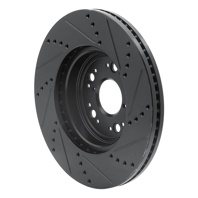Lexus LS400 Brake Rotor (1) - Front Left - R1 Concepts - Drilled & Slotted - Black - `95-`00